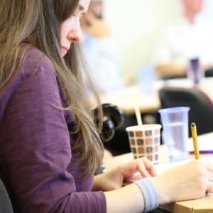 A woman writing